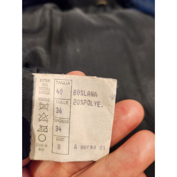 Vintage 70s Italian‎ Wool Blend Coat - Black, Size 8, Padded Shoulders - Picture 4 of 5